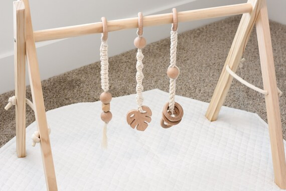 Wooden Ring Macrame Crochet Sensory Toy - Boho Cotton Macrame Wood Baby Gym Toy - Baby Shower Gif... | Etsy (US)