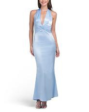 Italia Pleat Bodice Halter Neck Maxi Dress | TJ Maxx