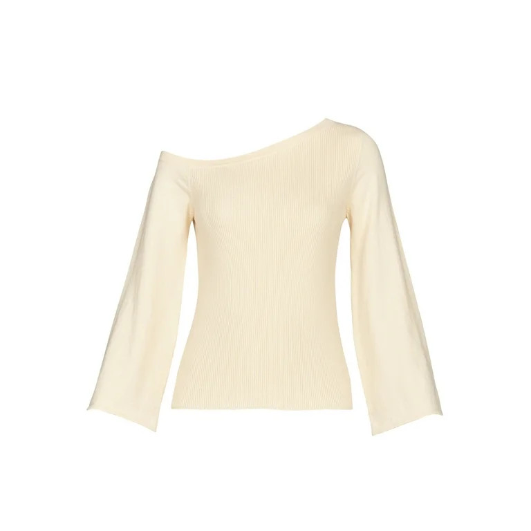 Sofia Jeans by Sofia Vergara Women's One-Shoulder Pullover Sweater | Walmart (US)