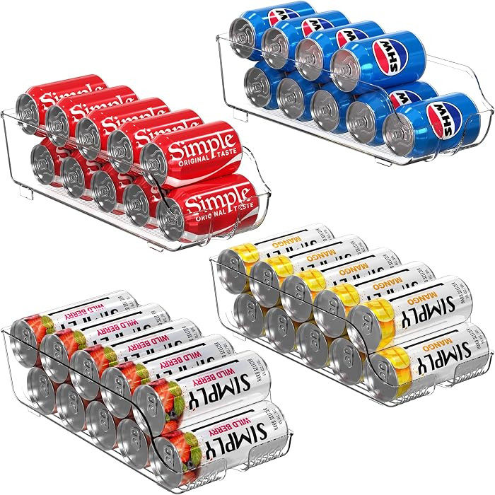 Simple Houseware Assorted Can Organizer for Refrigerator/Pantry, Set of 4, Clear | Amazon (US)