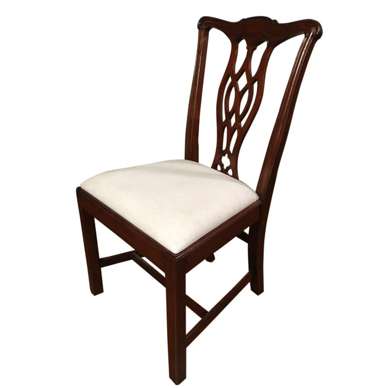 Leighton Hall Furniture Fabric Queen Anne Back Side Chair in Brown/Cream | Wayfair | Wayfair North America