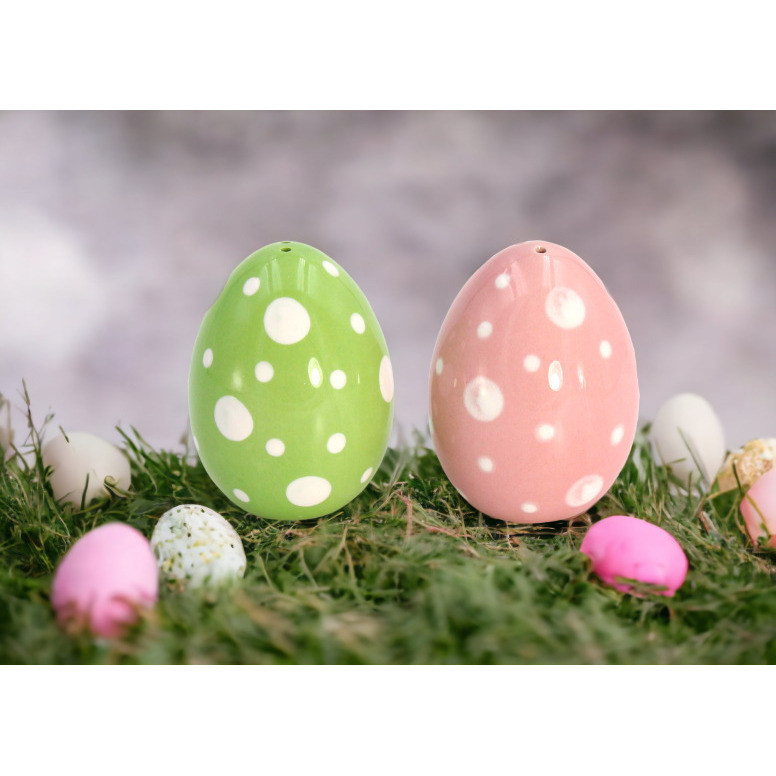 Ceramic Spotted Pink and Green Easter Egg Salt and Pepper Shakers, Gift for Her, Gift for Mom, Ki... | Walmart (US)
