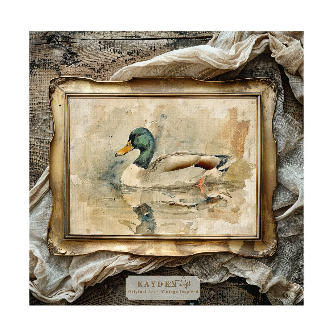 Vintage Mallard Duck Watercolor Painting Original Art Print, Home Decor, Traditional Homes, Rusti... | Etsy (US)
