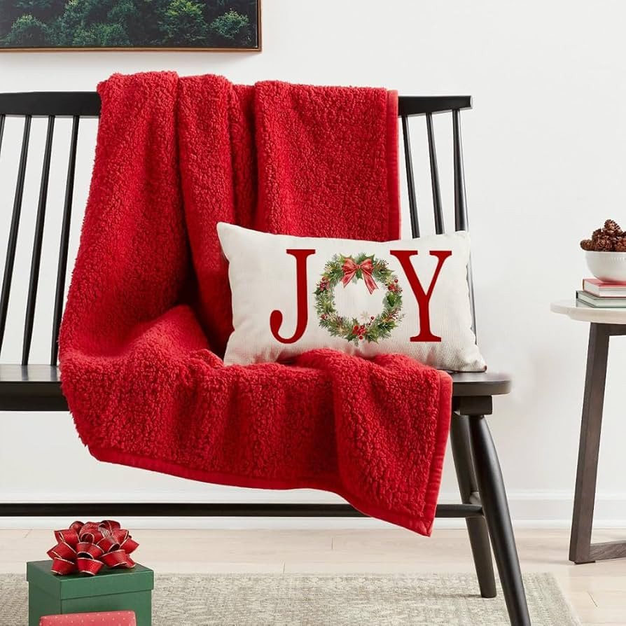 RABUSOFA Christmas Pillow Covers 12x20 Inch,Joy Christmas Decorations Pillows Decorative Throw Pi... | Amazon (US)