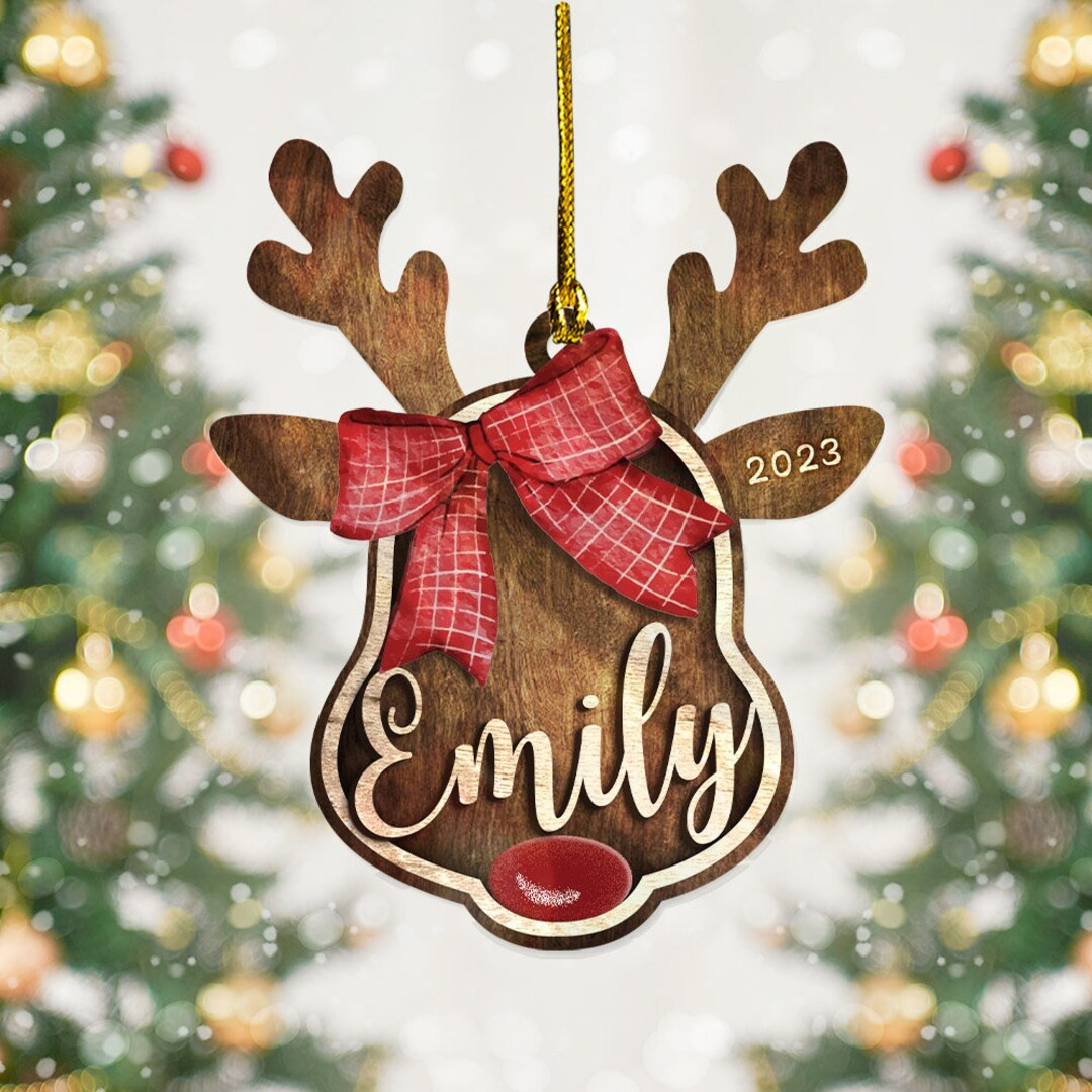 Personalized Reindeer Christmas Ornament Rudolph Ornament - Etsy | Etsy (US)