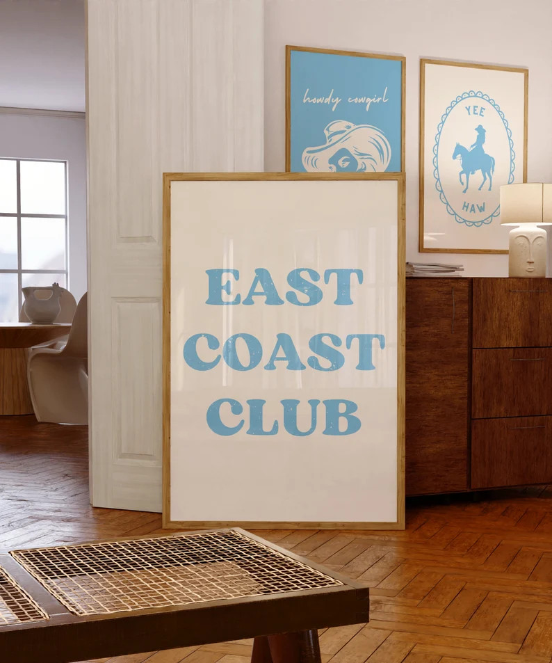 Coastal Wall Art, Coastal Cowgirl Wall Art, Western Dorm Room Decor, Beach House Decor, Blue Bar ... | Etsy (US)
