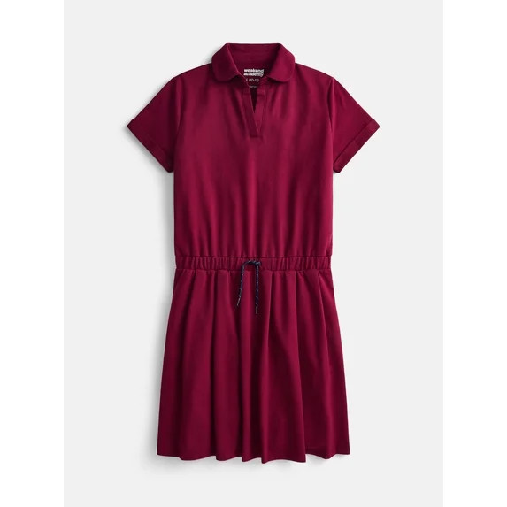 Weekend Academy Girls French Terry Pleated Polo Dress, Sizes 4-18 | Walmart (US)