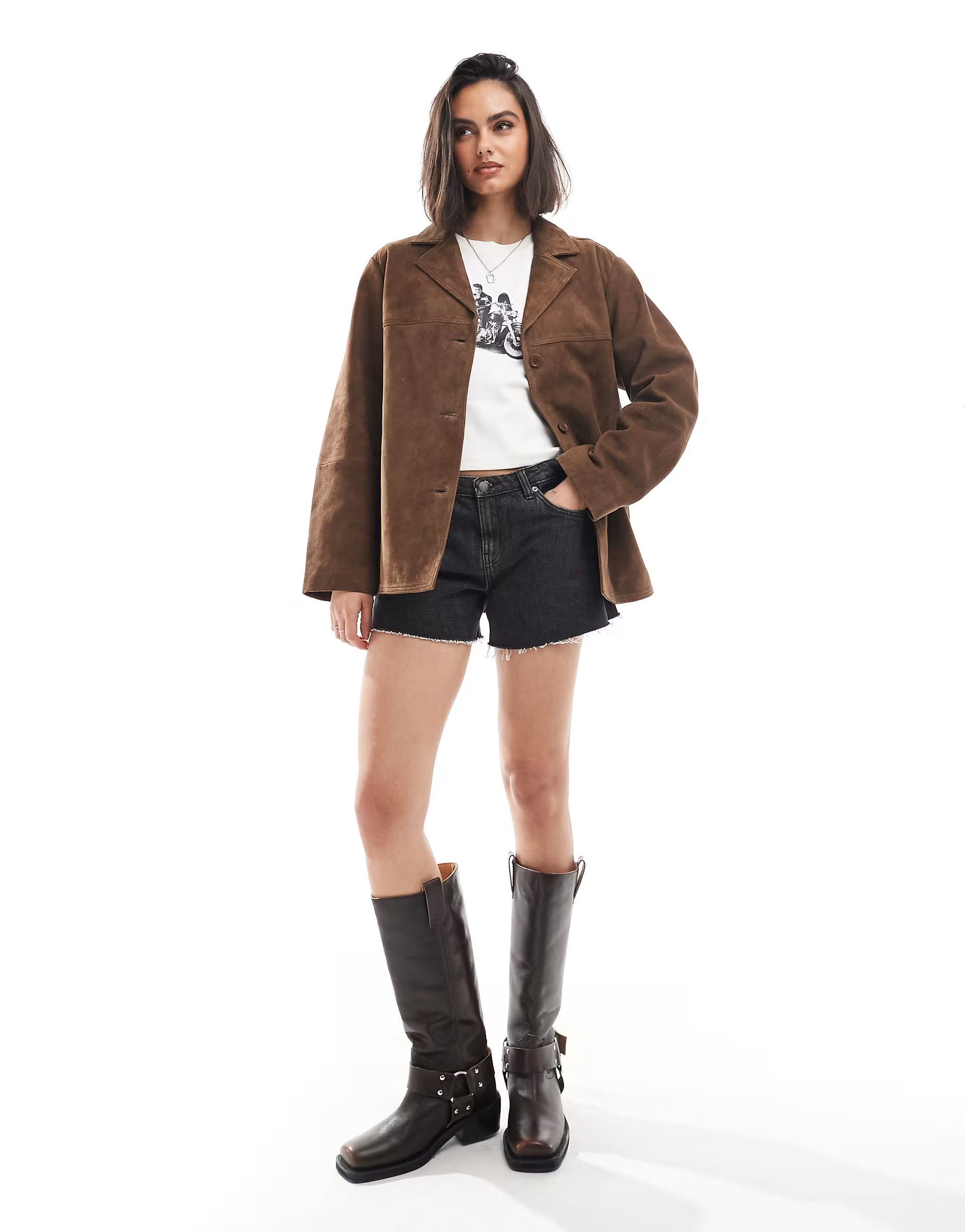 ASOS DESIGN real suede 70s jacket in brown | ASOS (Global)