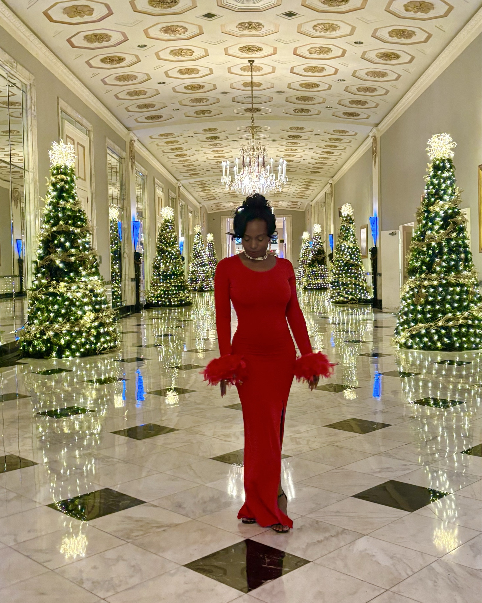 When the dress is the moment. Sleek, feather-cuff gown — bold, elegant, and perfect for festive soirées, galas, and luxe holiday dinners.  Paired with simple black heels and statement earrings for a timeless finish.

#LTKHoliday #LTKWedding #LTKootd