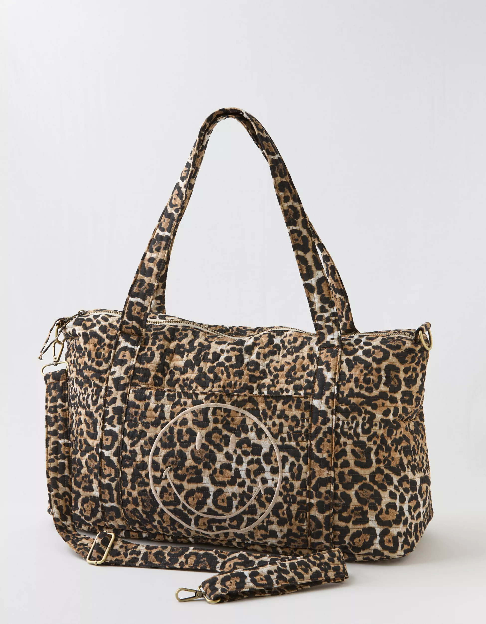 Aerie Smiley® Leopard Quilted Duffle Bag | Aerie