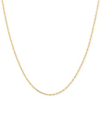 Lightweight 14k Yellow Gold Necklace, 16" Light Rope Chain (1mm) | Macy's