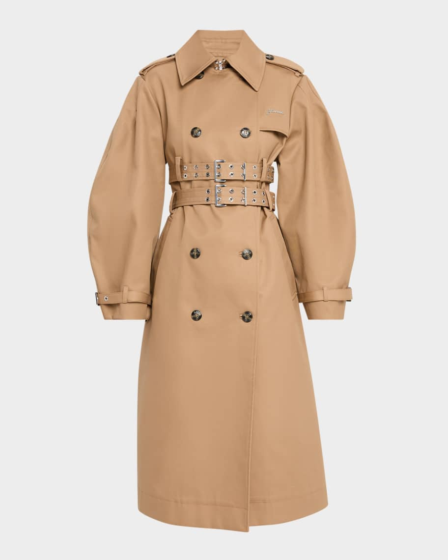 Ganni Bonded Cotton Trench Coat | Neiman Marcus