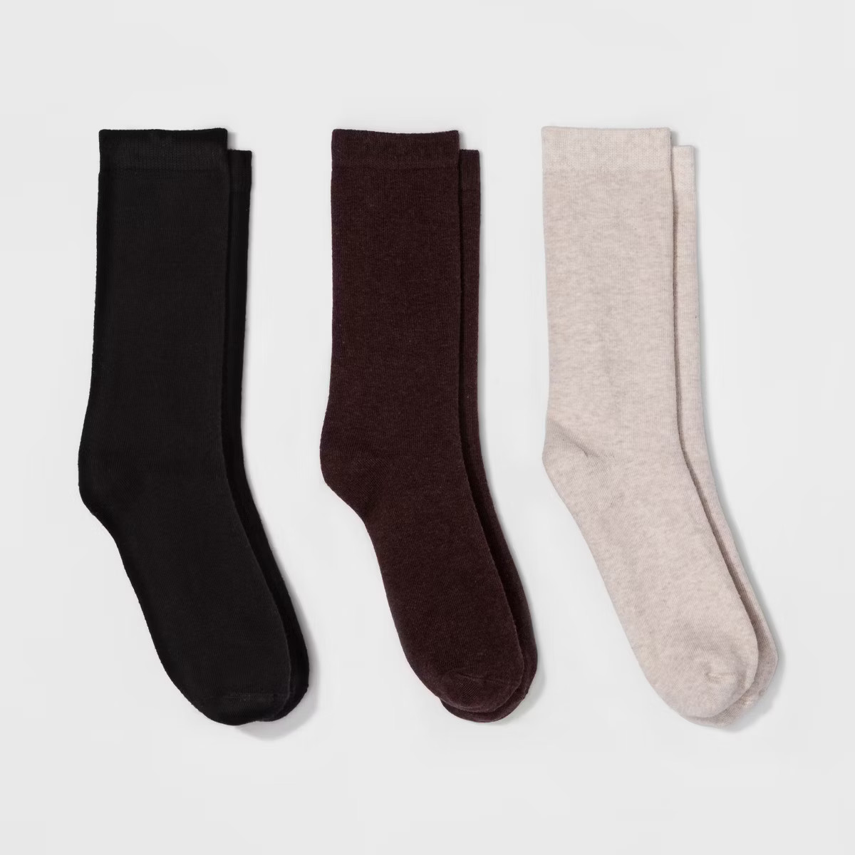 Women's 3pk Crew Socks - A New Day™ Black/Brown/Cream 4-10 | Target