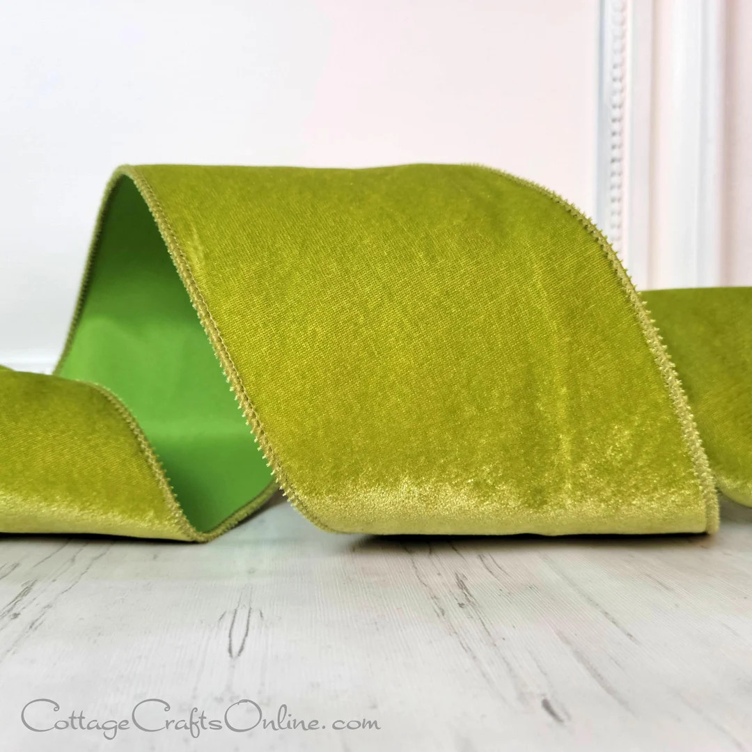 Wired Ribbon 4 Wide Lime Green Velveteen TEN YARD - Etsy | Etsy (US)