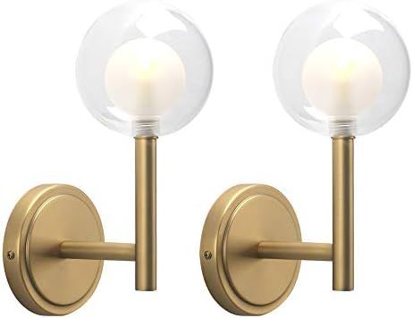 Phansthy Set of 2 Industrial Wall Sconce Lighting with Double Globe Glass Vintage Bathroom Wall V... | Amazon (US)