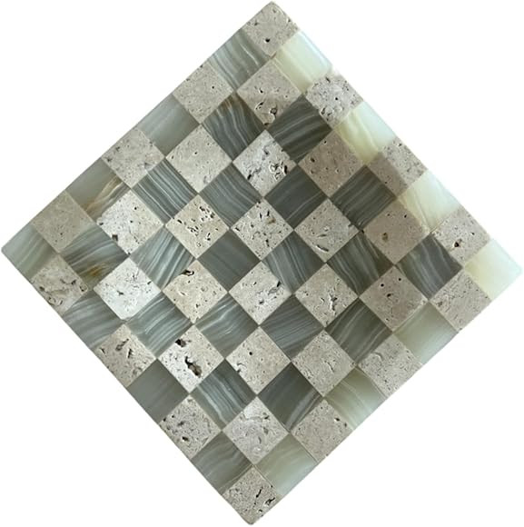 Marble Stone Green Onyx with Travertine Checkerboard Square Small Splicing Mosaic Tray Jewelry Di... | Amazon (US)