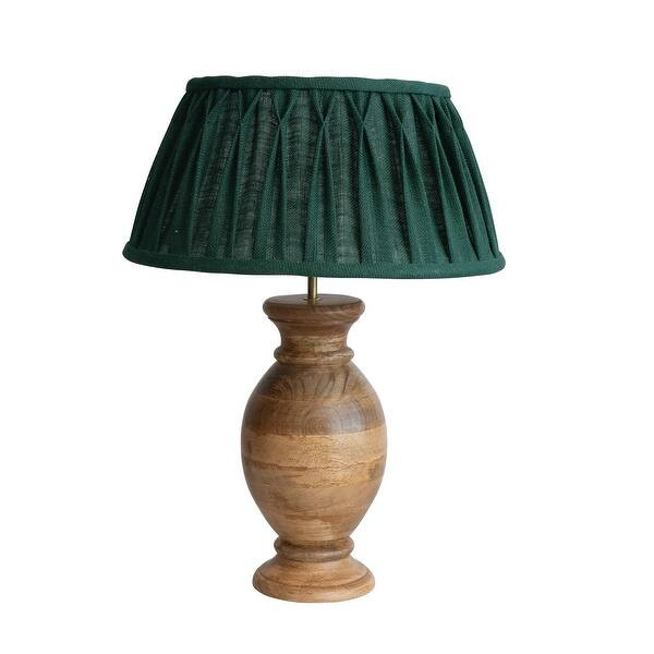 Sculptural Wood Table Lamp with Pleated Fabric Shade - 17.8"L x 17.8"W x 22.5"H | Bed Bath & Beyond