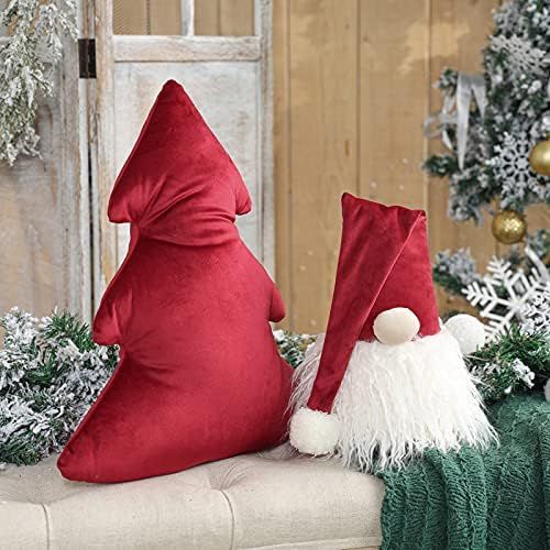 Phantoscope Pack of 2 Merry Christmas Decorative Throw Pillows Xmas Tree and Gnome Soft 3D Shaped... | Amazon (US)