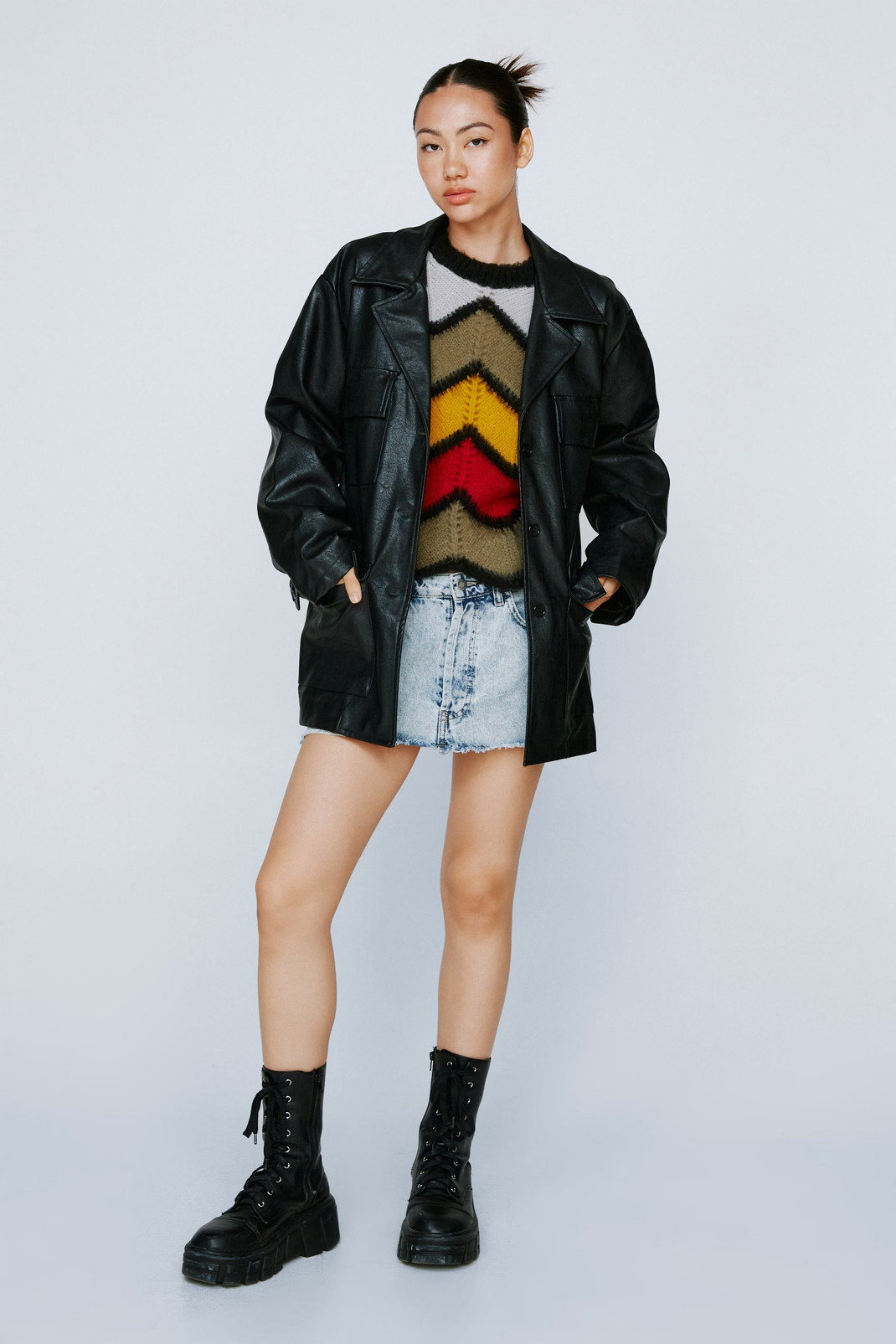 Faux Leather Relaxed Belted Jacket | Nasty Gal (US)
