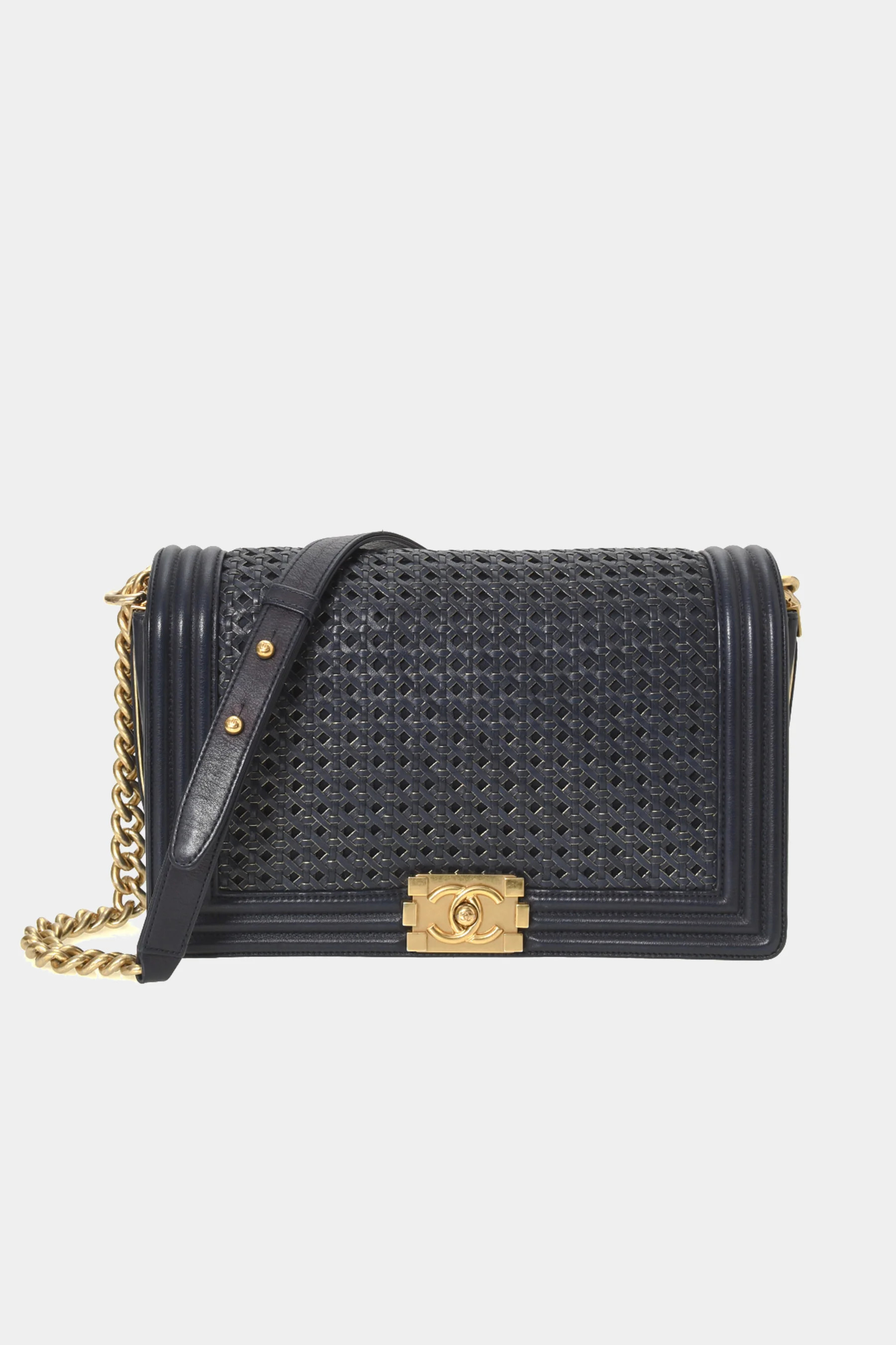 Chanel Medium Boy Bag Cross Body Bag in Navy Lord & Taylor | Lord & Taylor