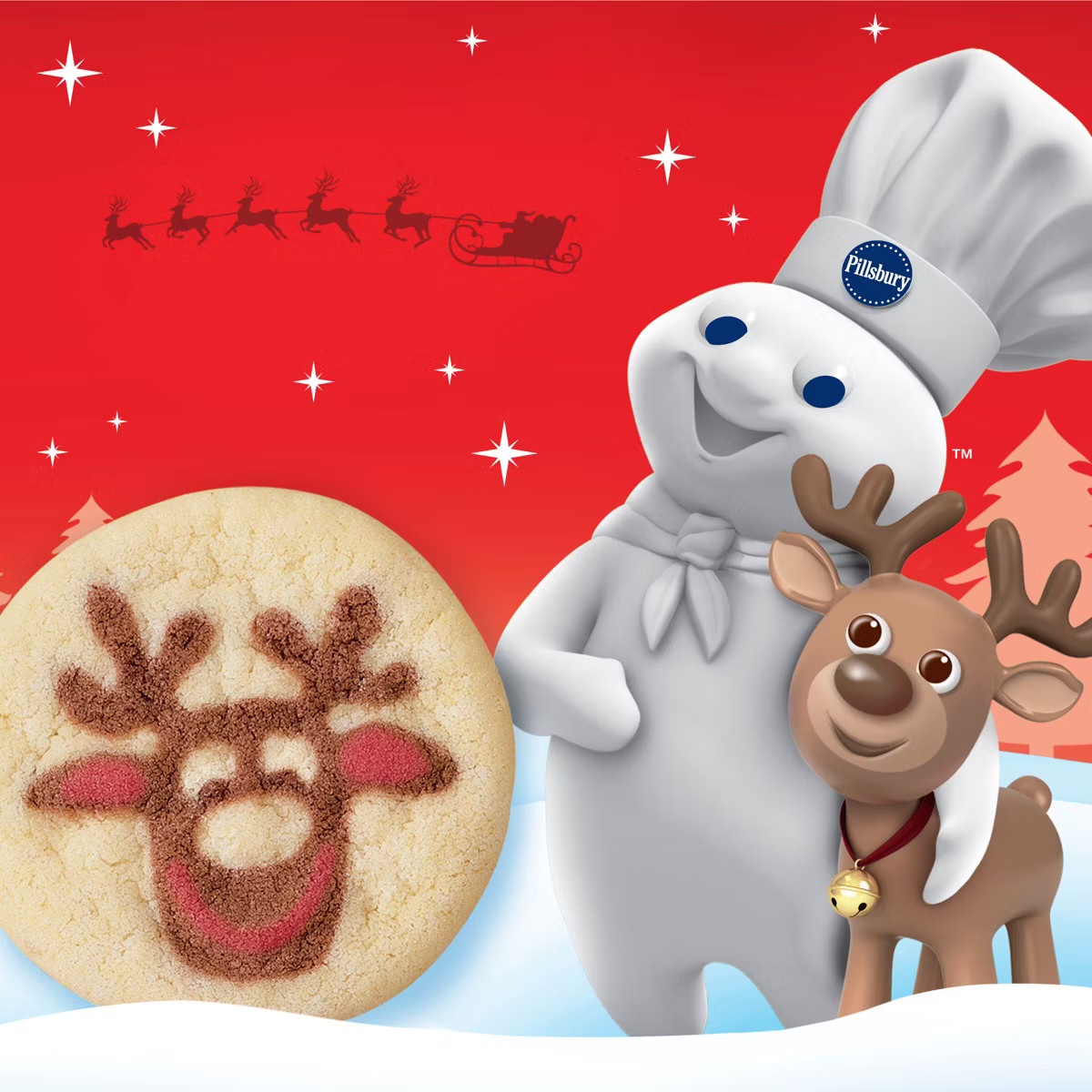 Pillsbury Ready-to-Bake Reindeer Shape Sugar Cookie Dough - 9.1oz/20ct | Target