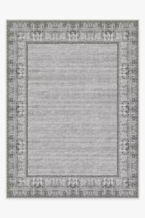 Vintage Daisy Bordered Grey Rug | Ruggable