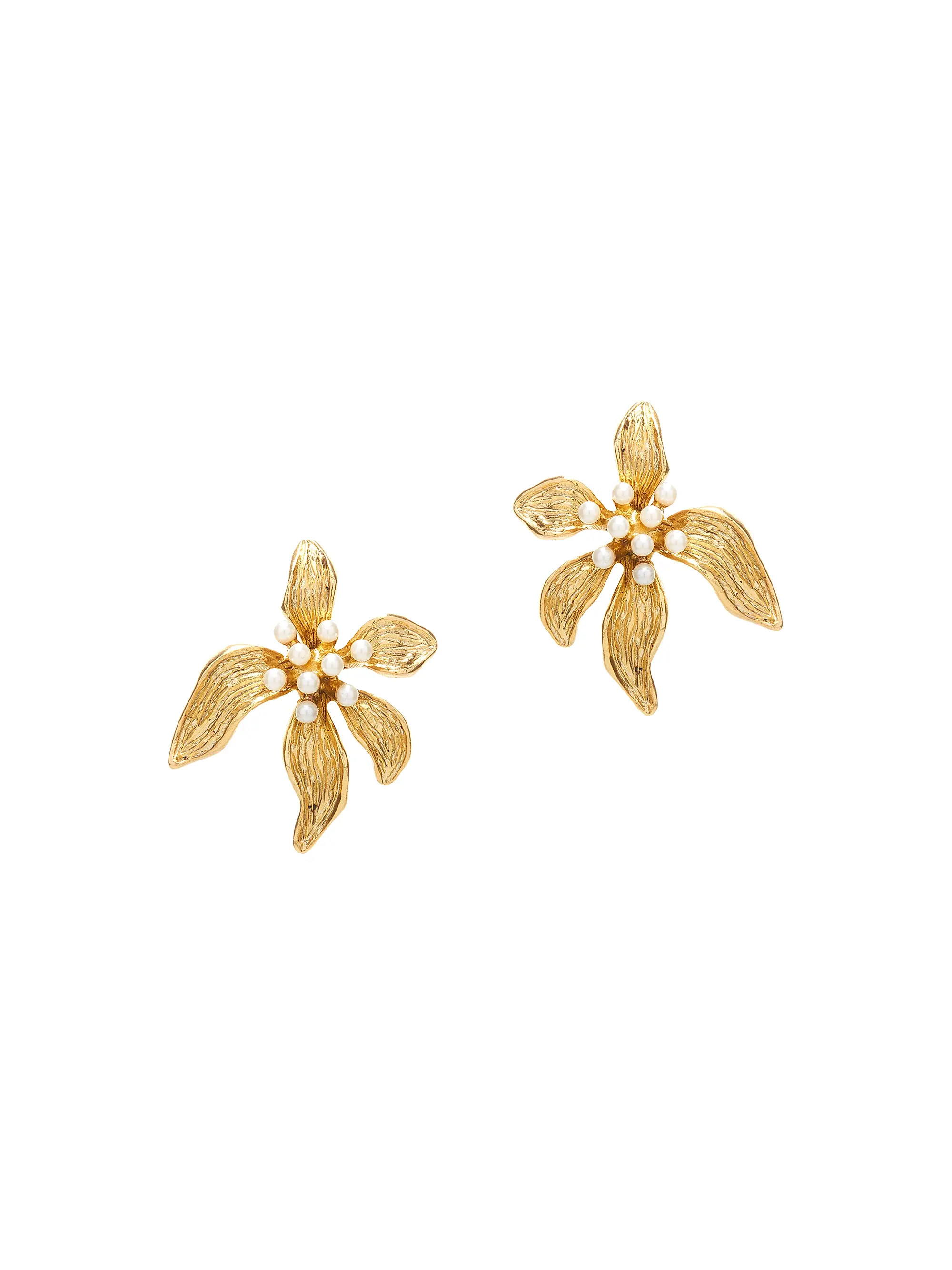 Goldtone & Imitation Pearl Clip-On Flower Stud Earrings | Saks Fifth Avenue