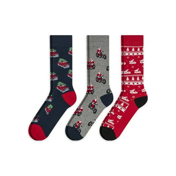Holiday Time Men's Cotton Crew Sock Gift Box, 3-pack | Walmart (US)