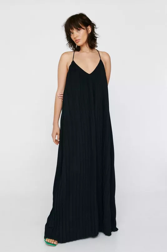 Petite Pleated Strappy Maxi Dress | NastyGal (UK, IE)