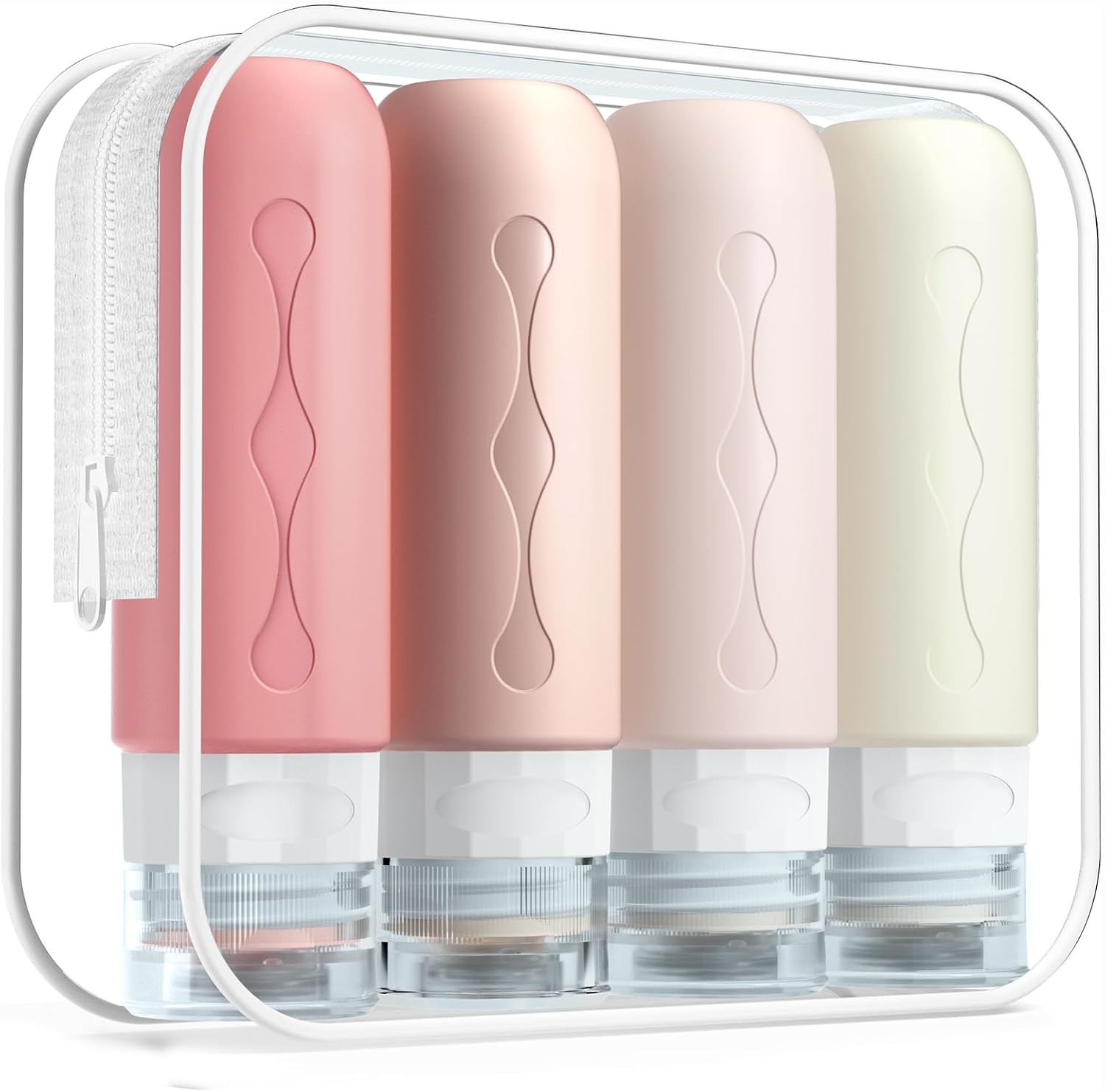 Gemice Travel Bottles for Toiletries, Tsa Approved Travel 3oz Size Containers with Clear Bag, BPA Free Leak Proof Travel Tubs Refillable Liquid Travel Accessories for Cometic Shampoo Lotion (4 Pack) | Amazon (US)