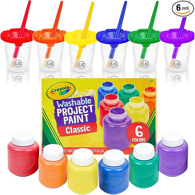 Kids Painting Set, Washable Paint for Kids with Paint Cups, Toddler Paintbrushes, Non Toxic Washa... | Amazon (US)