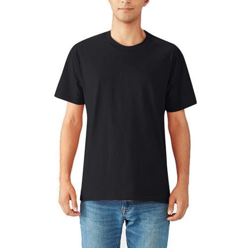 Short Sleeve T-Shirts for Men Loose Solid Color Round Neck Blouse Plain Lightweight Work Pullover Top Large Size Cozy Pullover Shirts Casual Athletic Shirts Black XL | Amazon (US)
