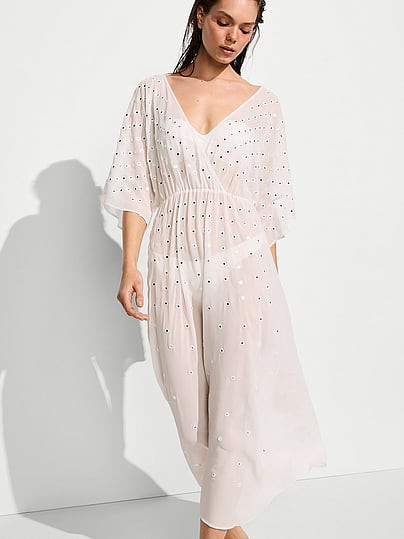 Swim Beachwear Mirrored Chiffon Maxi Dress, White/ivory, M/L - Women's Cover-Ups - Victoria's Secret | Victoria's Secret (US / CA )