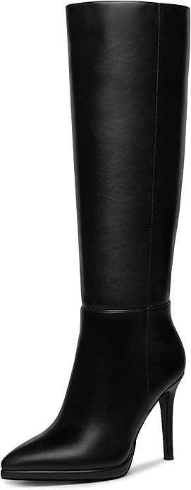 Knee High Boots Women Classic Stilettos Heel Pointed Toe platform Boots For Women High Heel Side ... | Amazon (US)