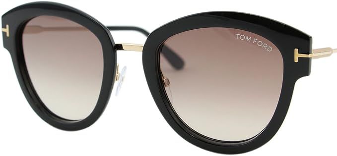 Tom Ford FT0574 01T Shiny Black Mia Round Sunglasses Lens Category 2 Size 52mm | Amazon (US)