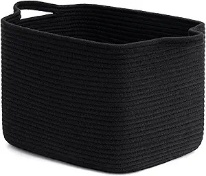 INDRESSME Black Shoe Basket for Entryway, Rope Basket for Clothes, Towels, Small Laundry Basket, ... | Amazon (US)