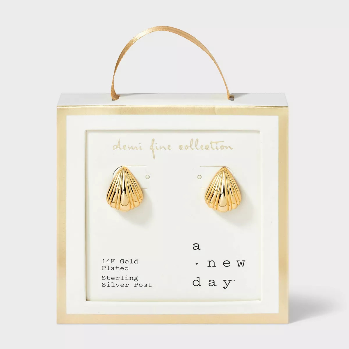 14K Gold Plated Shell Stud Earrings - A New Day™ Gold: Nickel-Free, Polished Finish, Gift Box I... | Target