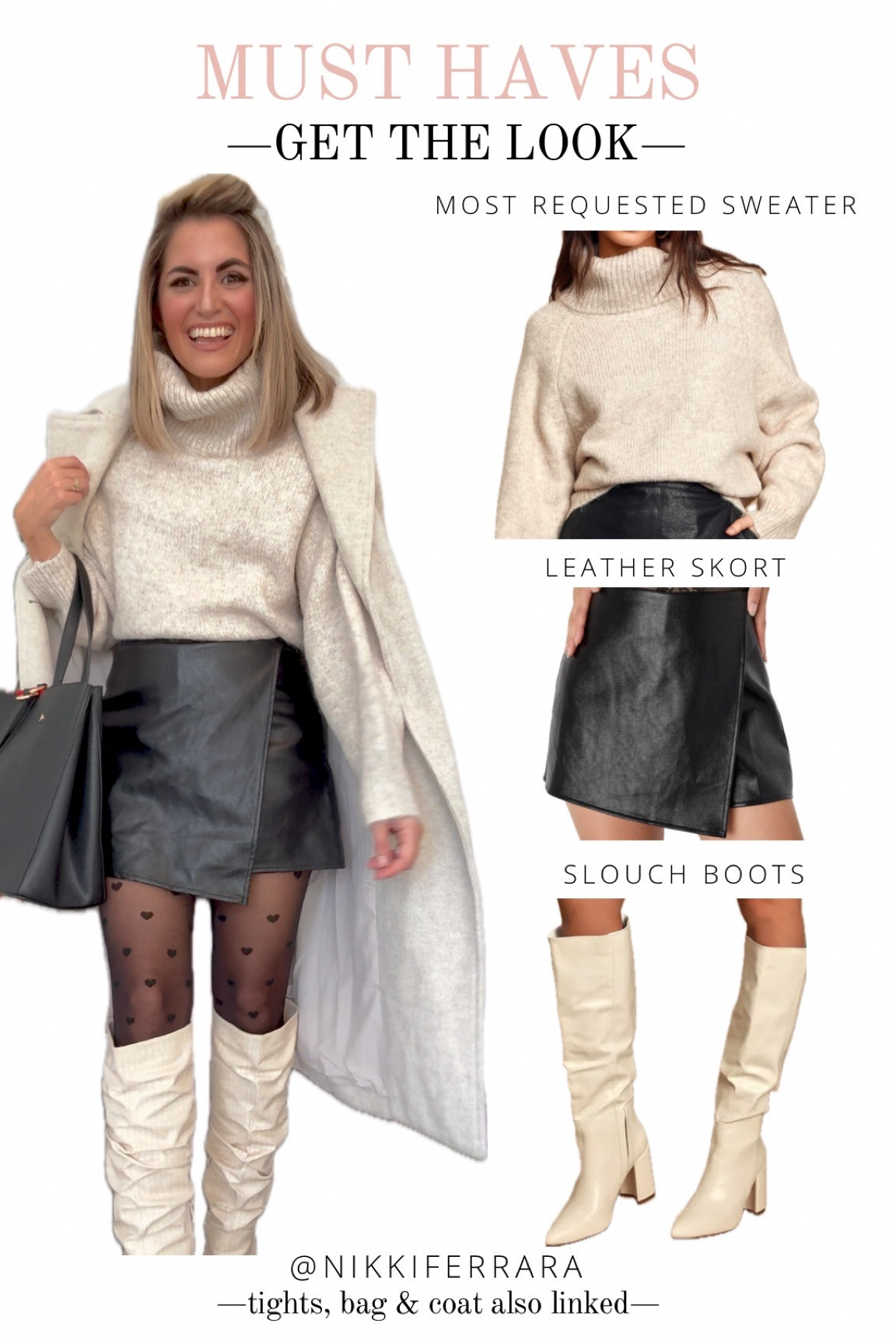 CAPSULE CLOSET WINTER OUTFIT❄️
leather skort + cozy sweater + 🖤 tights + knee high boots + wool coat + leather bag = perfection 
.
Winter outfit, ski outfit, ski sweater, fair isle sweater, fair isle, white sweater dress, lace slip dress, lace slip, white lace bow, lace bow, scarf, chunky scarf, Amazon scarf, Amazon coat, viral amazon set, viral Amazon, earmuffs, beige earmuffs, moon boots, winter boots, furry earmuffs, fingerless mittens, winter coat, winter jacket, ski trip, ski trip outfits, winter dress, winter accessories

#LTKover40 #LTKworkwear #LTKMostLoved