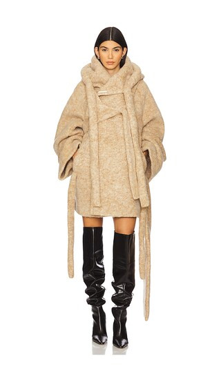 Cozy Coat Midi in Beige | Revolve Clothing (Global)