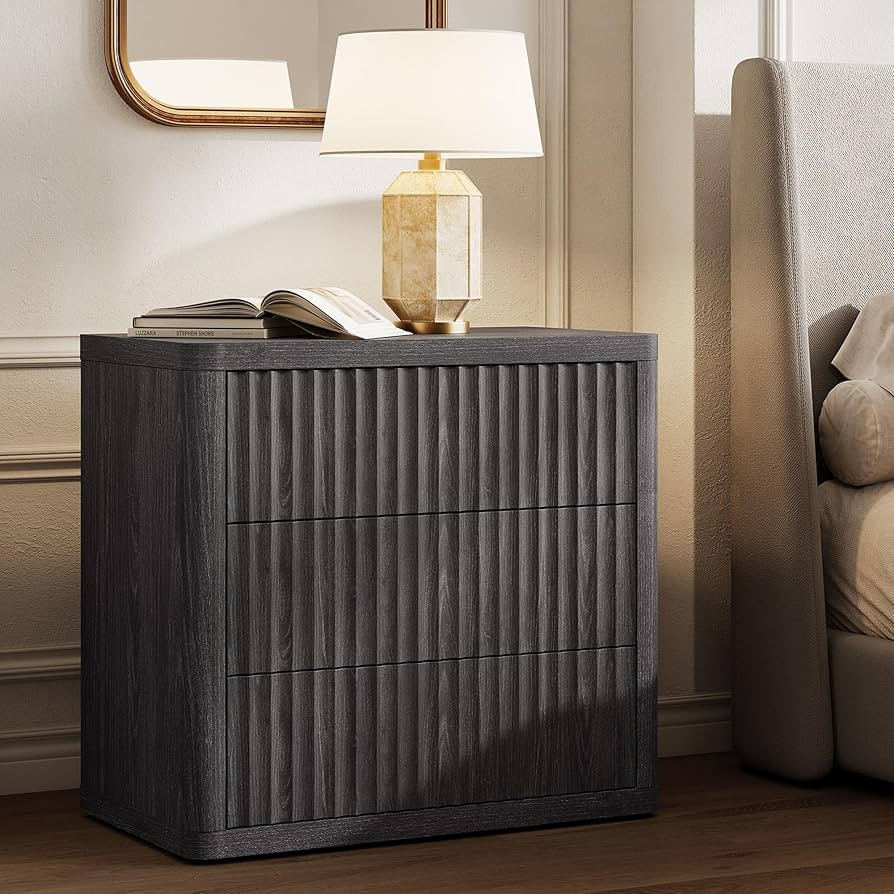 SICOTAS Night Stand Oversized Extra Large Nightstand with 3 Drawers Side Table with Storage Moder... | Amazon (US)