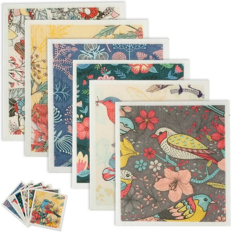 Hvxrjkn 6Pcs Swedish Dishcloths Reusable Kitchen Dish Towels Absorbent Dishcloths Washable Soft C... | Walmart (US)