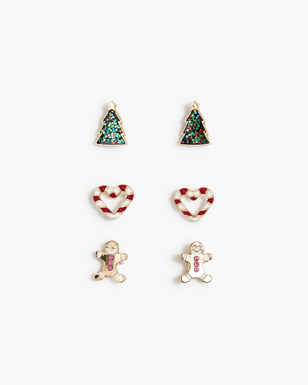 Girls' Christmas tree stud earrings set-of-three | J.Crew Factory