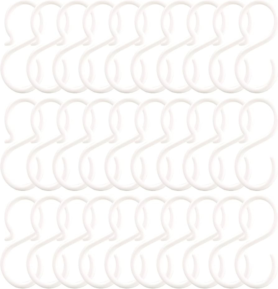 POVETIRE 30 Pack 2.5 Inch Rubber White S Hook for Hanging Baby Headband Hair Accessories Baby Bib... | Amazon (US)