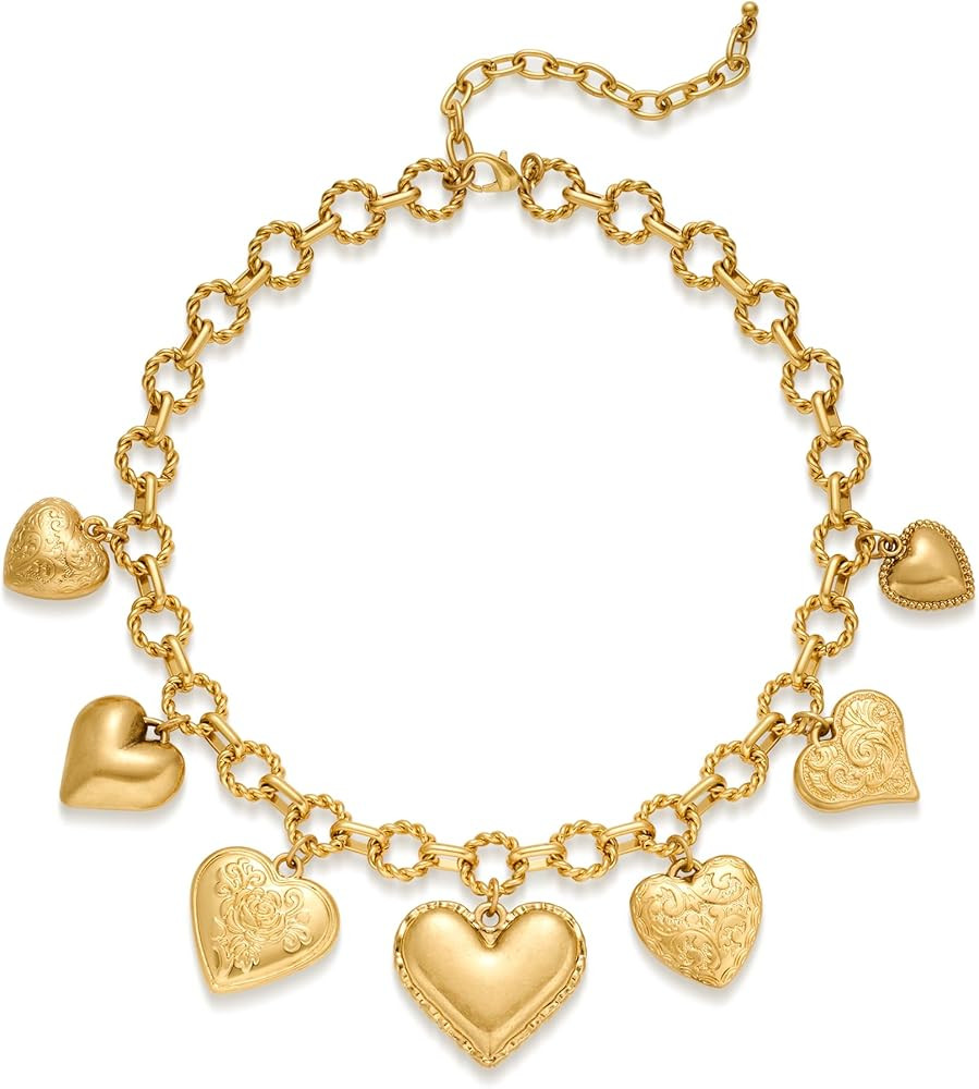 LILIE&WHITE Gold Heart Necklaces For Women With Different Heart Charms Gold Charm Sun Heart Neckl... | Amazon (US)