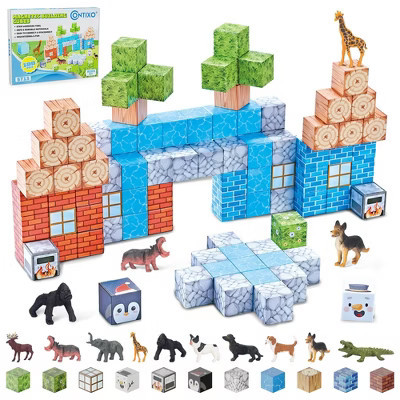 Contixo Magnetic Blocks, 100PCS Magnet Building Tiles Cubes STEM Learning Construction Toys for Kids Ages 3-8, Creative Educational Gift Set | Target