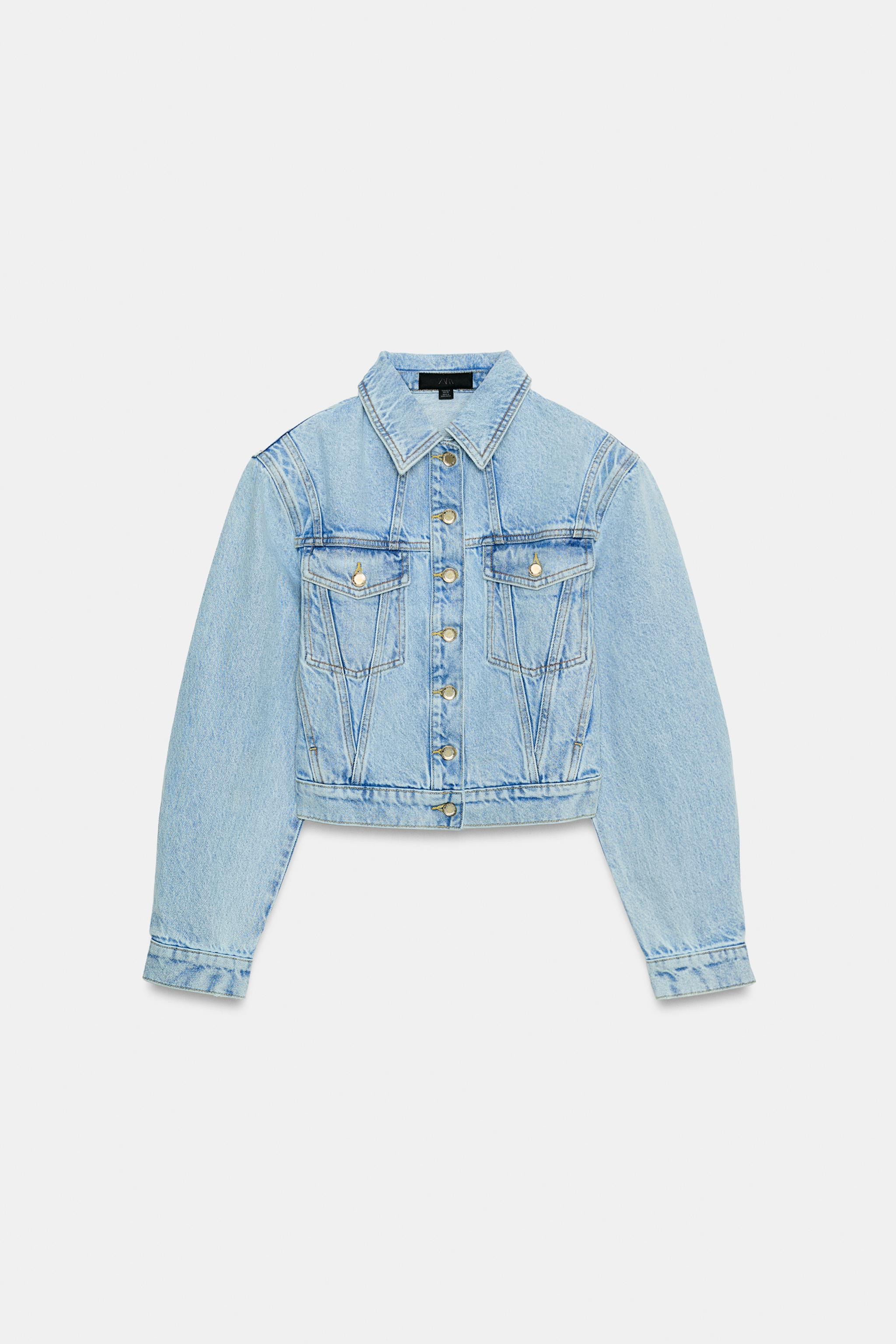 Z1975 CROPPED DENIM JACKET WITH SHOULDER PADS | Zara UK