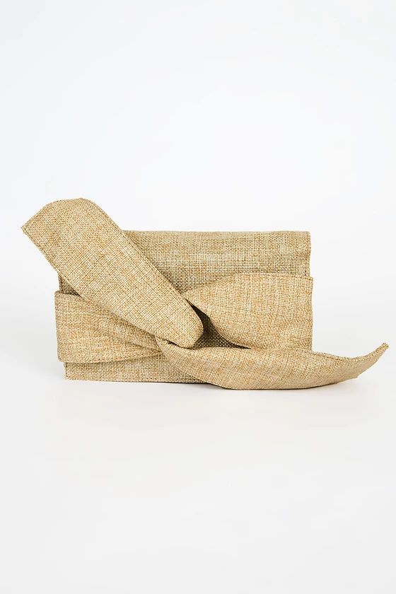 Perfect Retreat Beige Woven Bow Clutch | Lulus