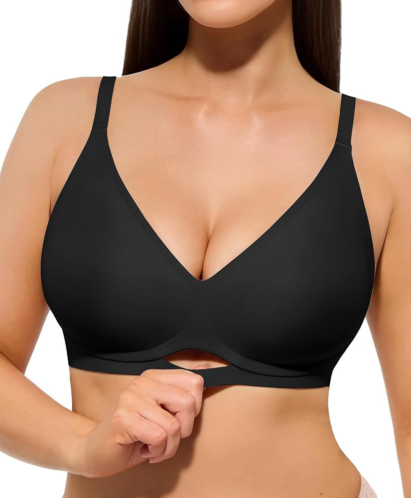 Popilush Jelly Bras Wireless Comfort Bralettes Deep V Neck Comfortable Bra No Wire Supportive Eve... | Amazon (US)