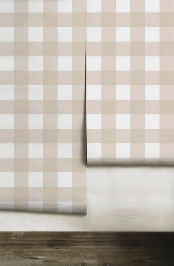 Small Buffalo Check (4 inch) // Bisque Removable Peel 'n Stick Wallpaper | Etsy (US)