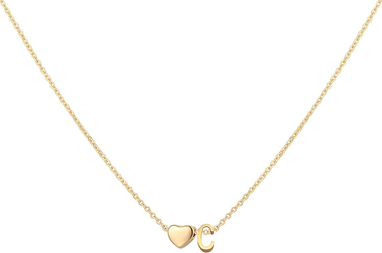 Initial Heart Necklace 18K Gold Plated Stainless Steel Tiny Heart Letter Necklace Personalized Mo... | Amazon (US)